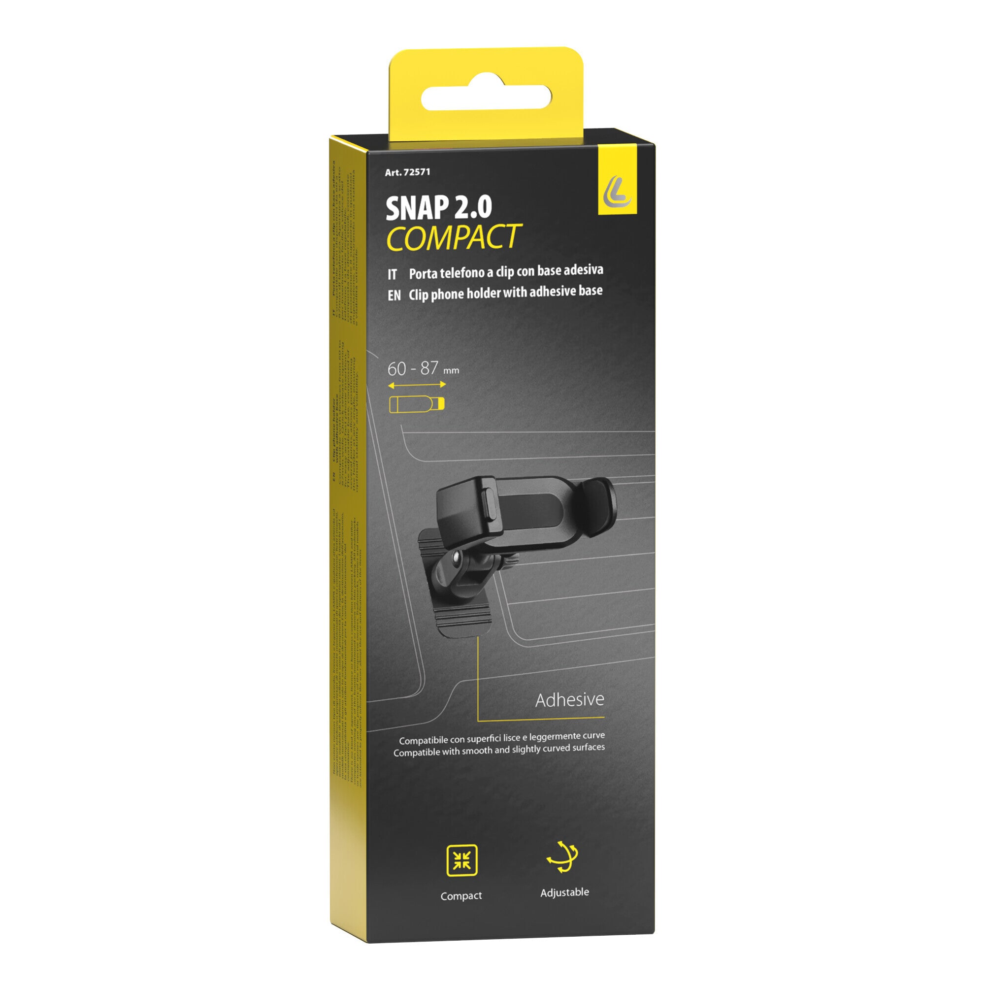 Snap 2.0 Compact, porta telefono a clip con base adesiva