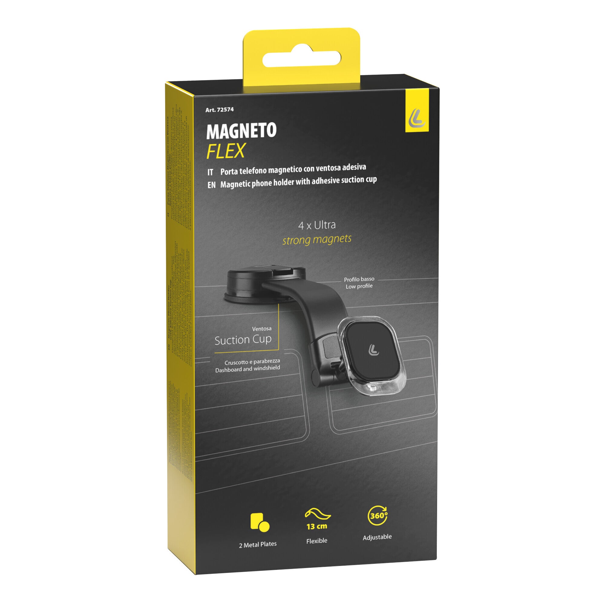 Magneto Flex, porta telefono magnetico con ventosa adesiva a basso profilo