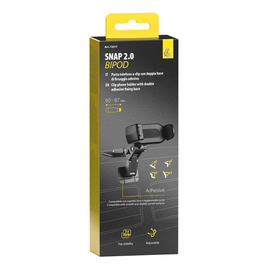 Snap Bipod 2.0, porta telefono a clip con doppia base adesiva