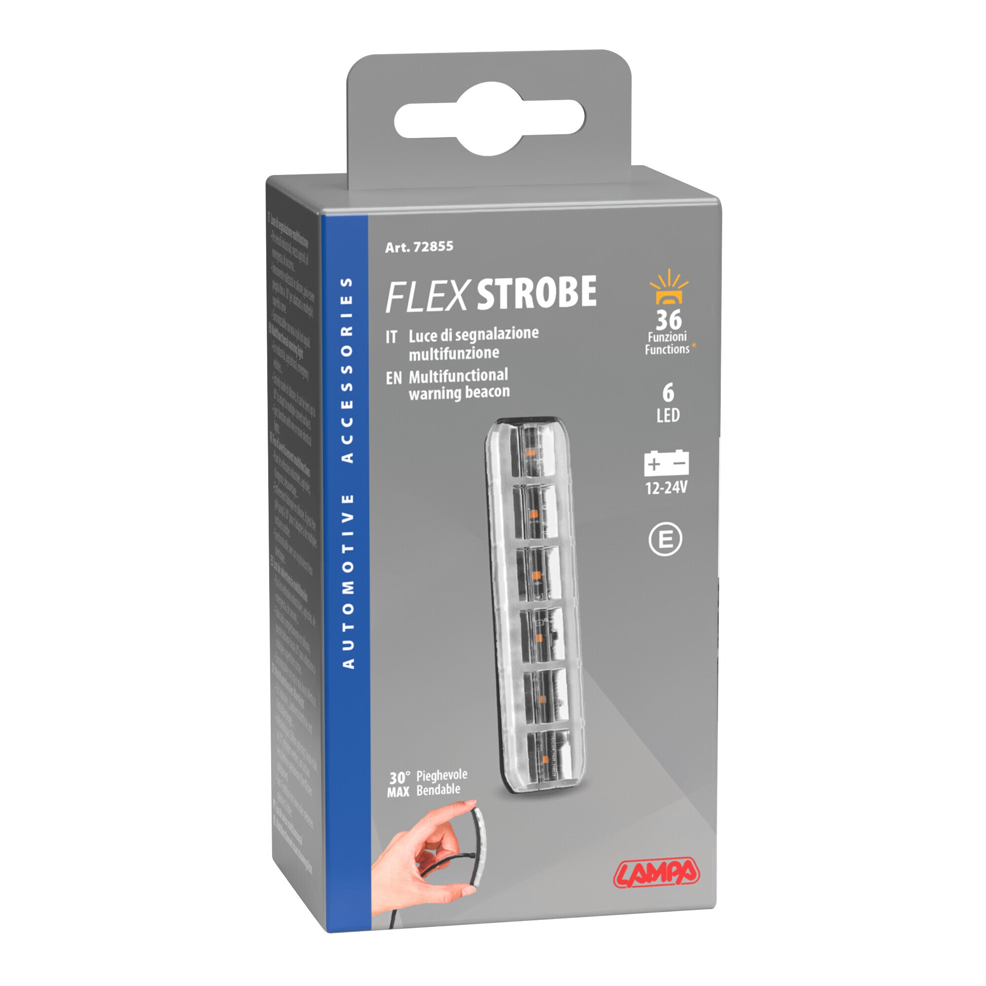 Luce di segnalazione multifunzione flessibile a 6 Led, 12/24V - Arancio