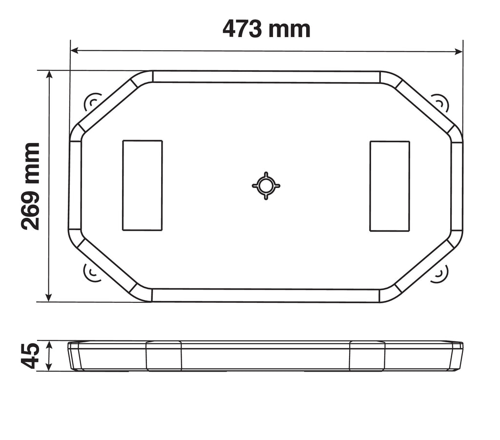 Barra lampeggiante arancio a 64 led, 10/30V - Base magnetica