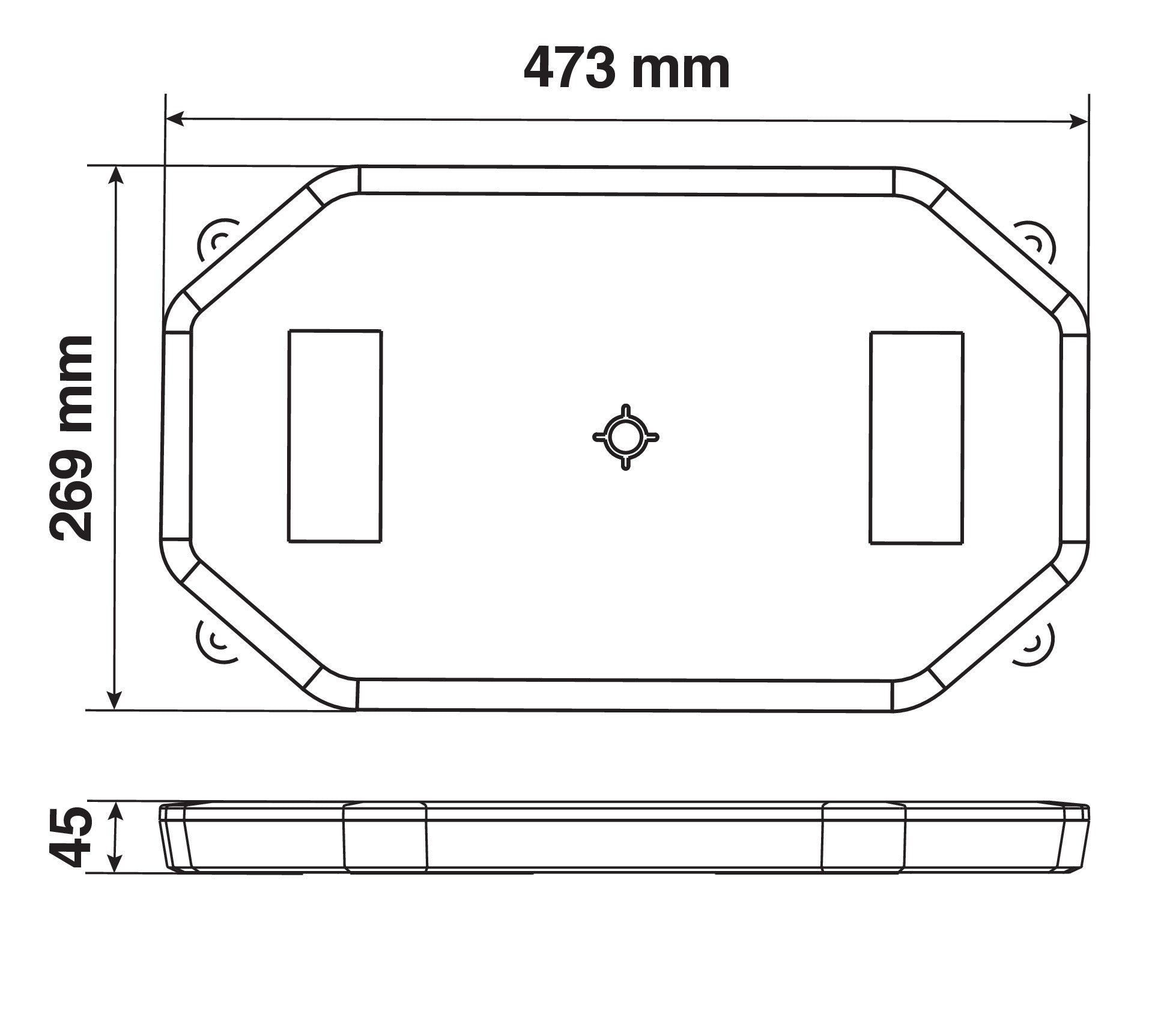 Barra lampeggiante arancio a 64 led, 10/30V - Base magnetica