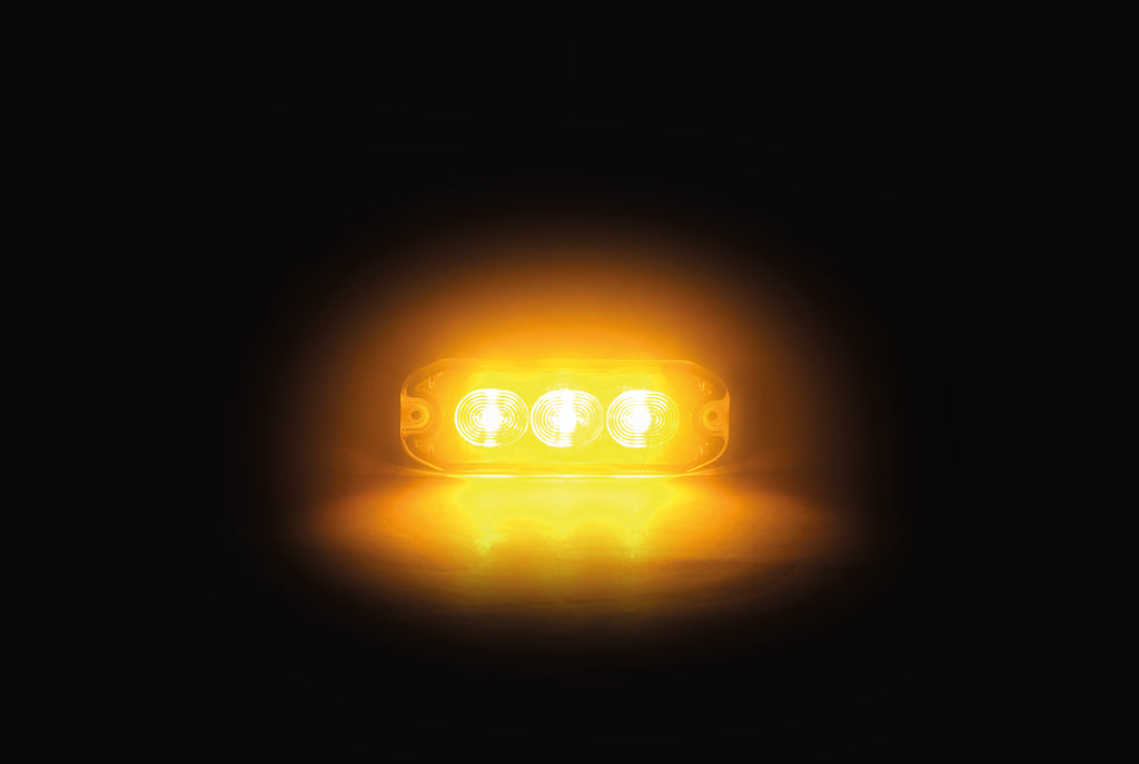 Luce di segnalazione multifunzione a 3 Led, 9/32V - 80x29 mm - Arancio