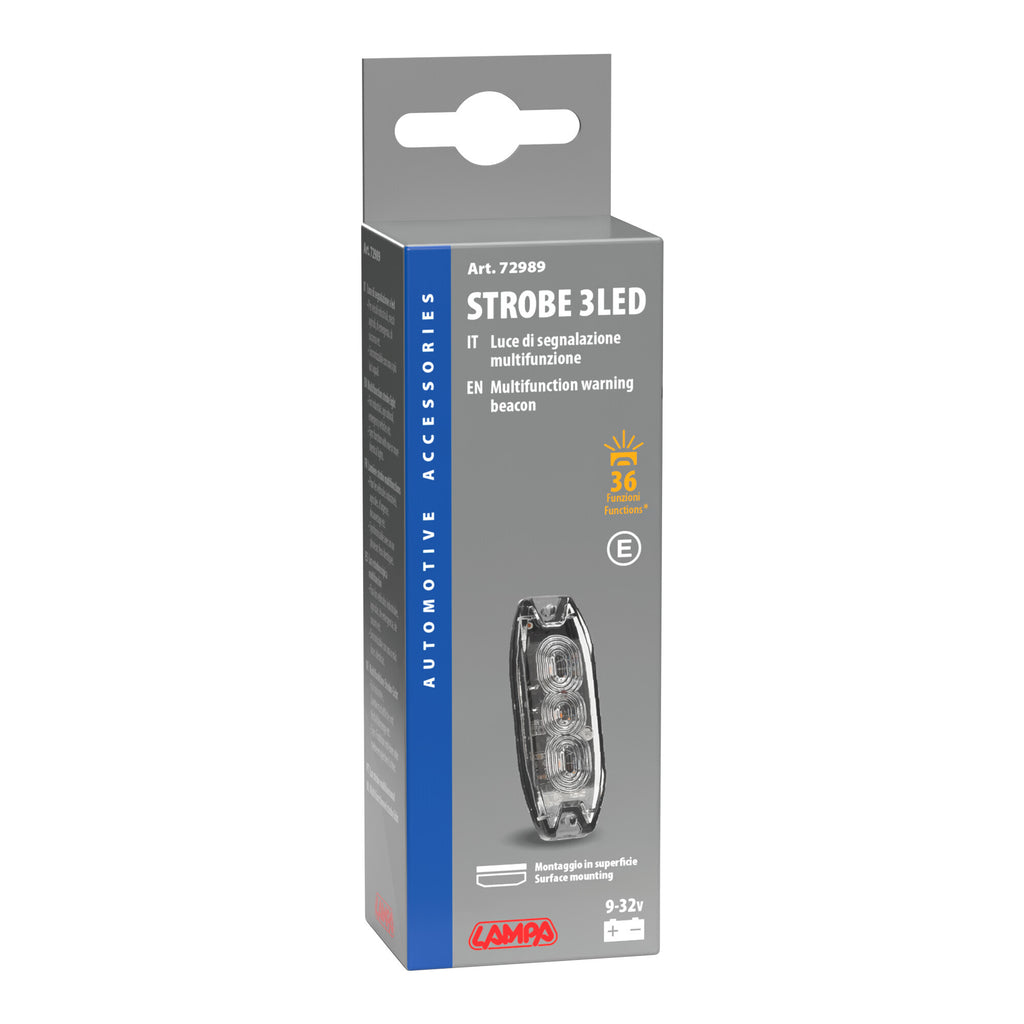 Luce di segnalazione multifunzione a 3 Led, 9/32V - 80x29 mm - Arancio