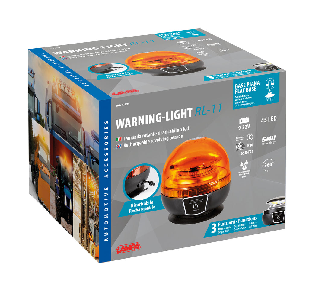 RL-16, luce di segnalazione a led, ricaricabile, 12/24V+230V