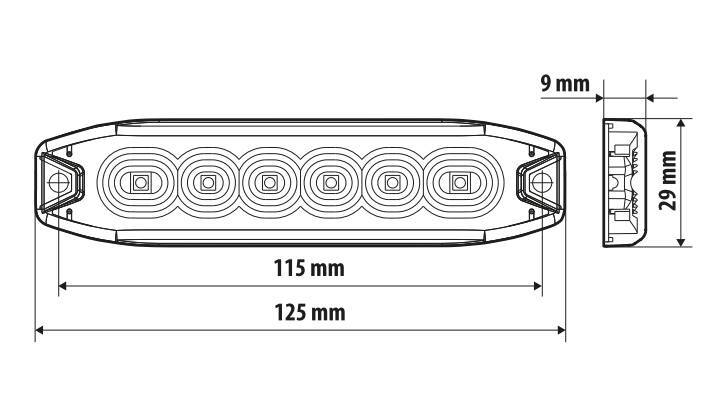 Luce di segnalazione multifunzione a 6 Led, 9/32V - Arancio
