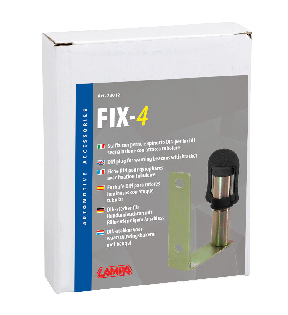 Fix-4, Staffa con perno e spinotto DIN per luce di segnalazione, attacco tubolare