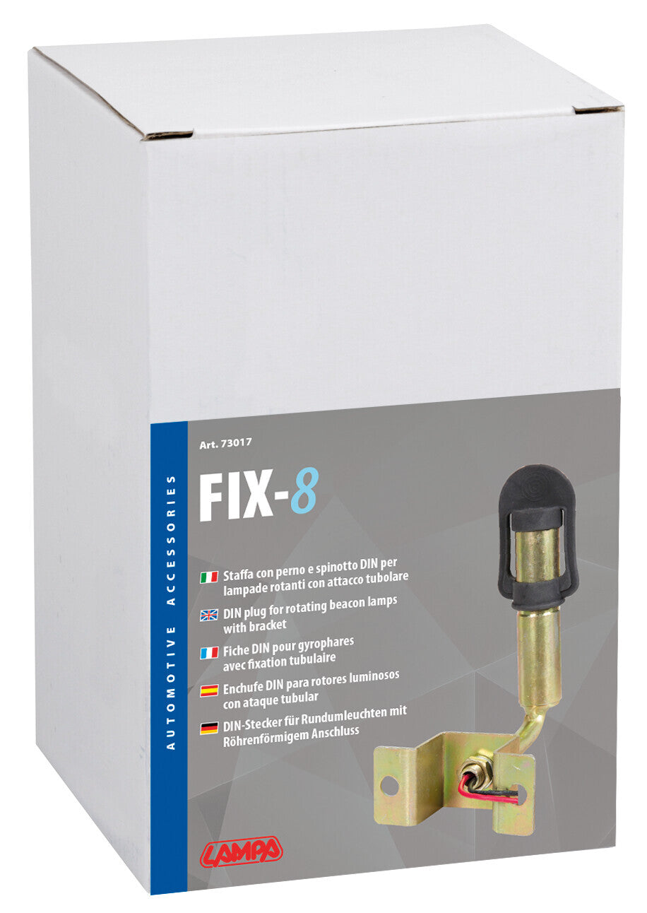 Fix-8, Staffa con perno e spinotto DIN per luce di segnalazione, attacco tubolare