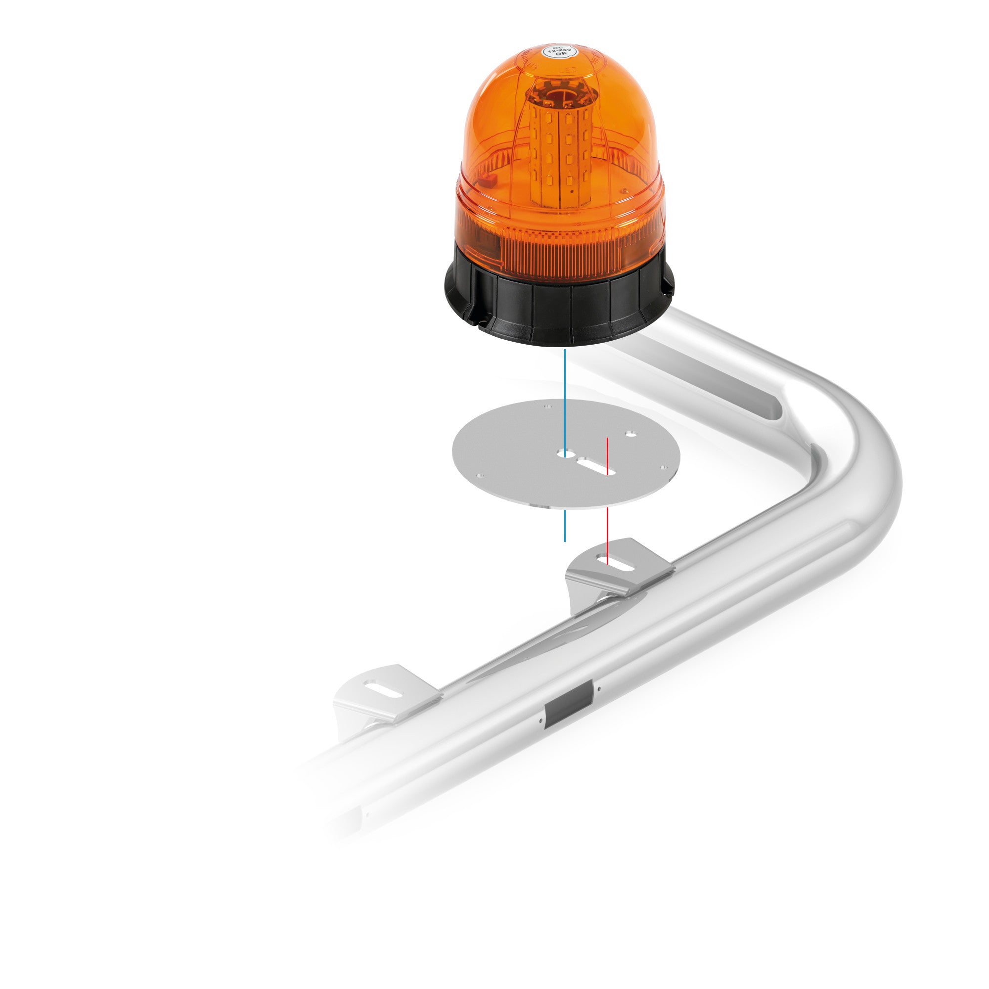 Staffa rotonda per lampade rotanti - Ø 145 mm