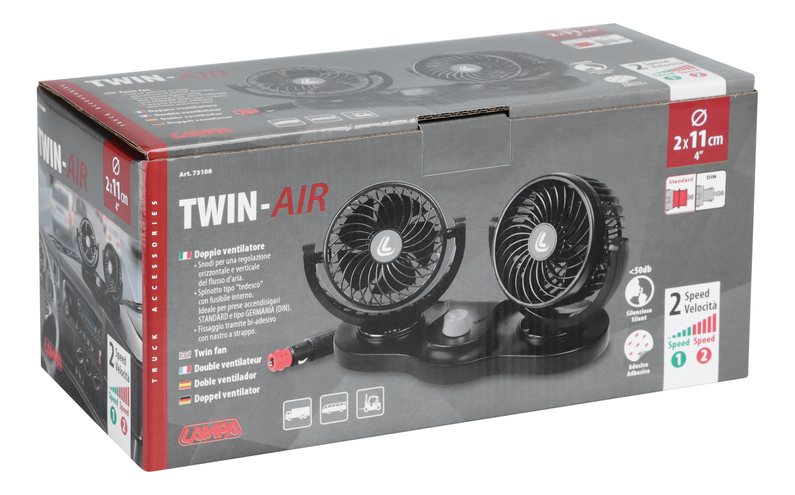 Twin-Air, doppio ventilatore a due velocità, Ø 4” - 24V