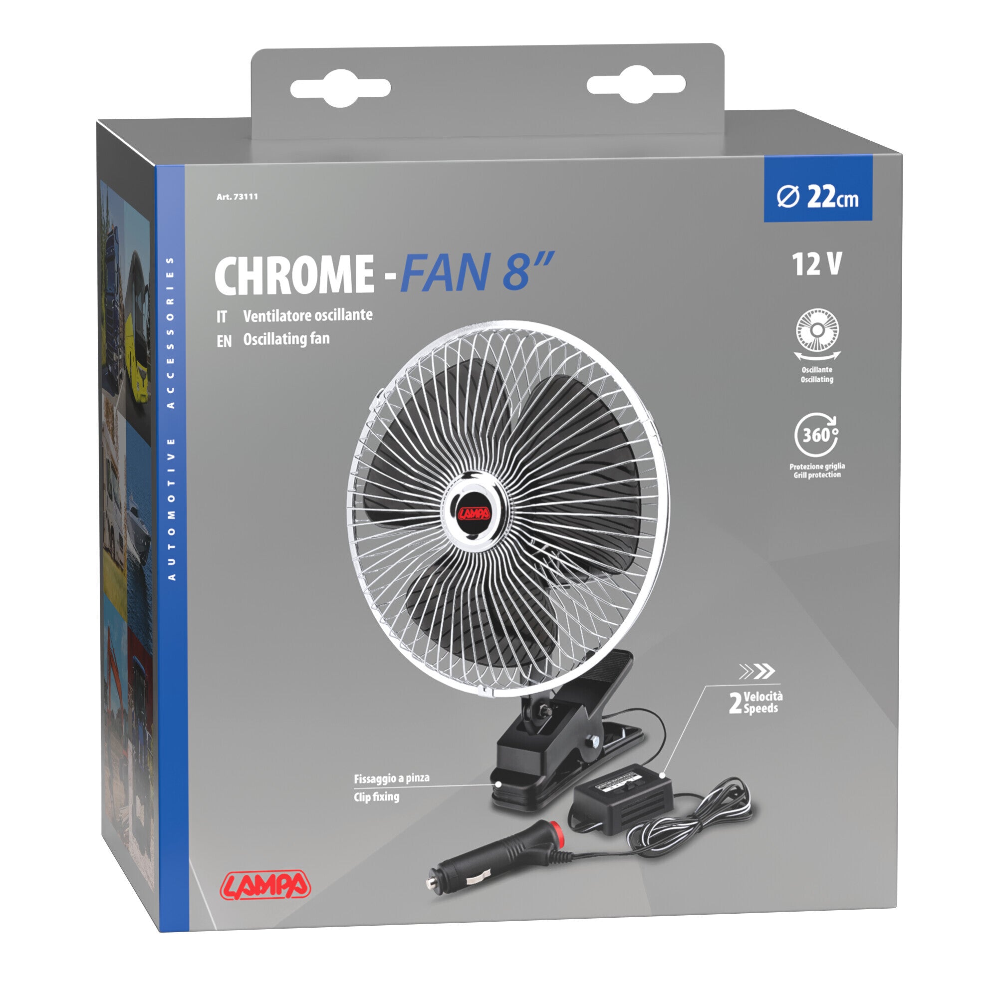 Chrome-Fan, ventilatore Ø 8" - 12V
