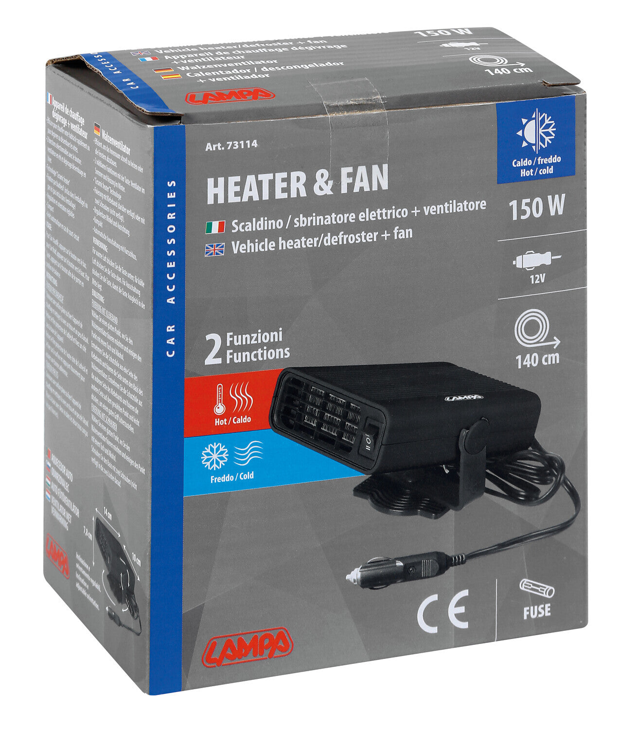 Heater & Fan, scaldino/sbrinatore e ventilatore - 12V - 150W