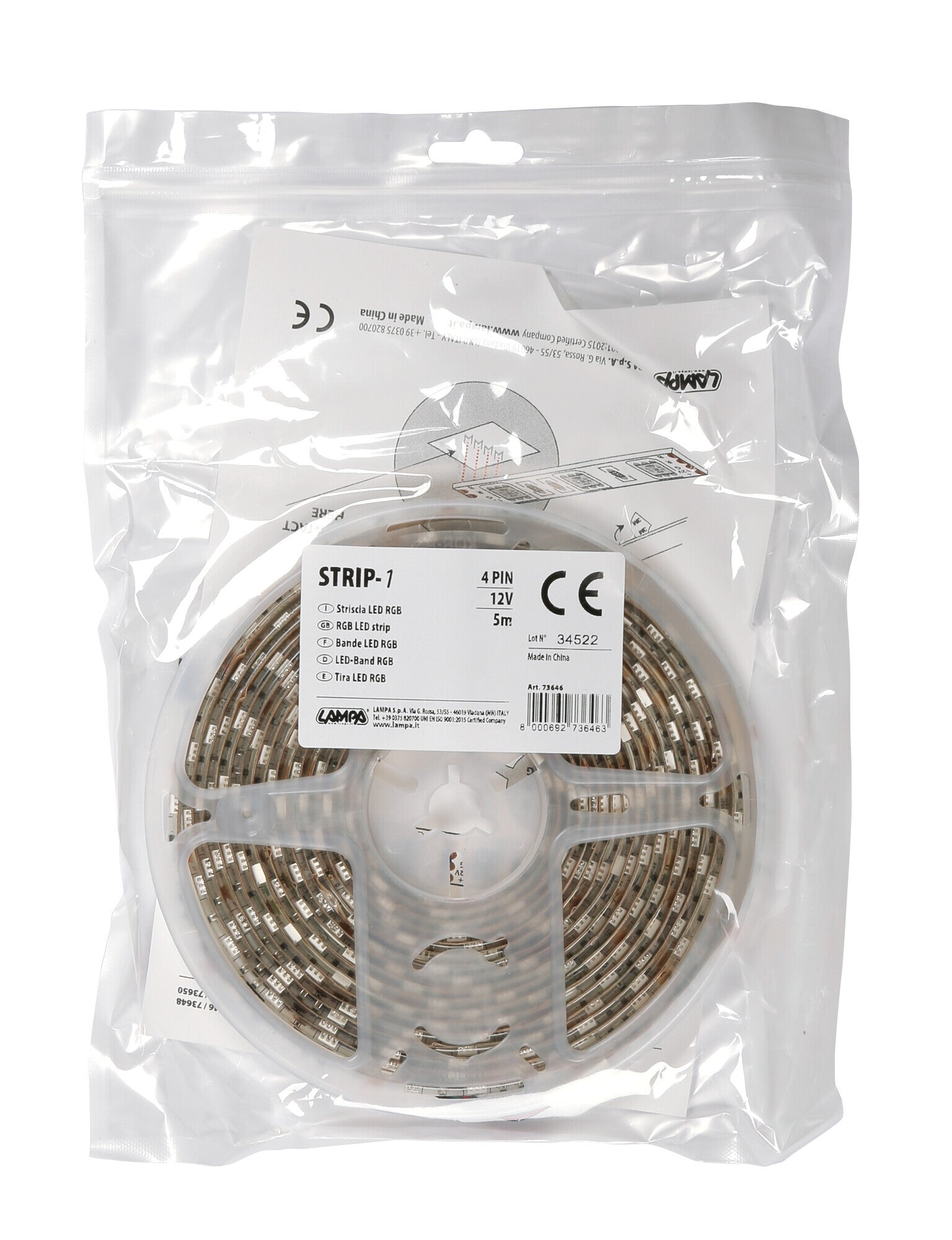 Striscia Led RGB, 350 Led - 500 cm - 12V
