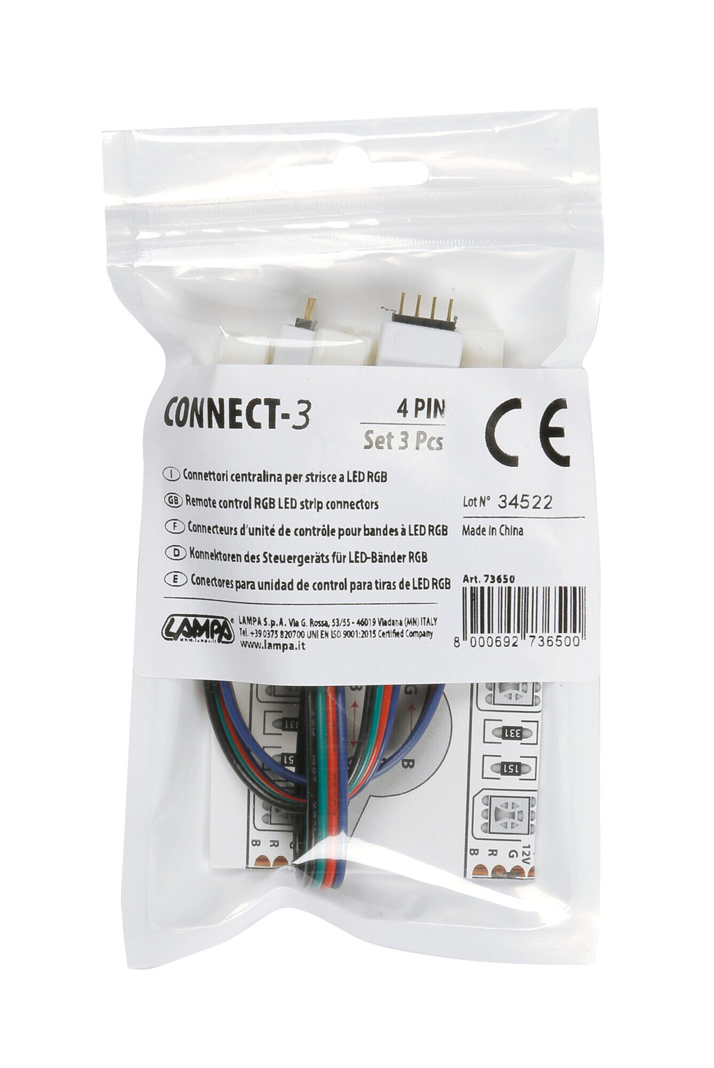 Connect-3, Connettori centralina per strisce a Led RGB, set 3 pz