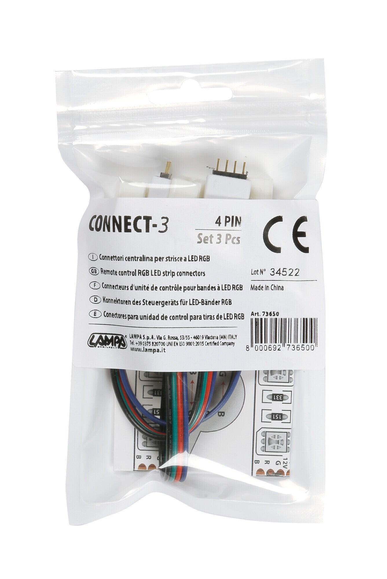 Connect-3, Connettori centralina per strisce a Led RGB, set 3 pz