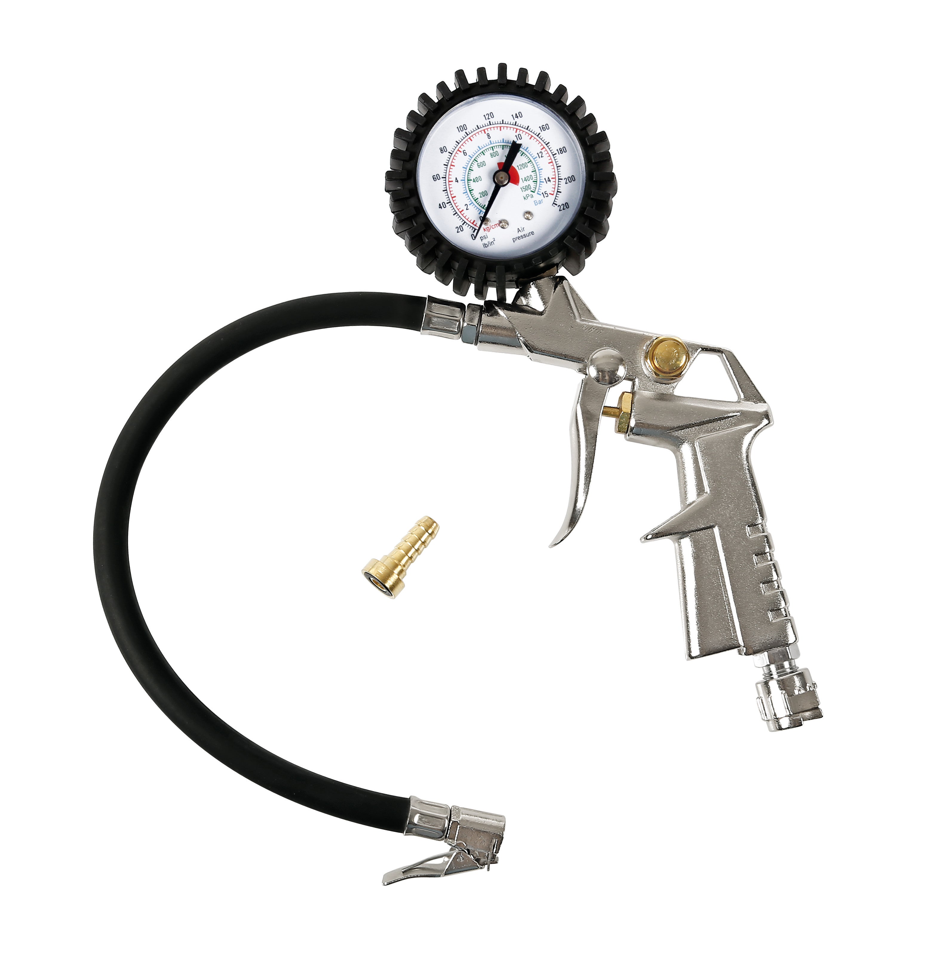 Pistola gonfiaggio pneumatici con manometro 270° - max 15 bar / 220 psi