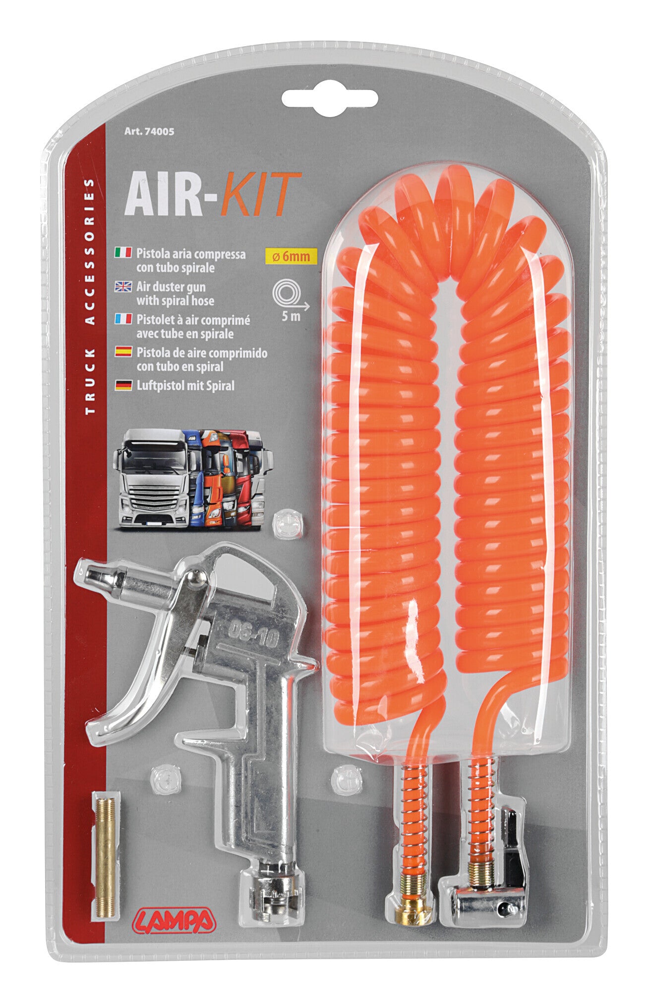 Air-Kit, Tubo a spirale 5 m + pistola aria compressa