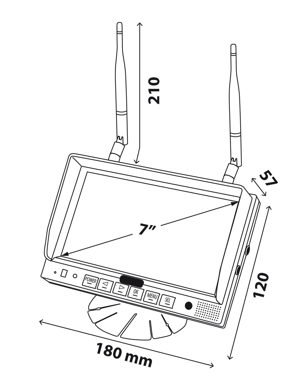 M4, Monitor LCD 7" Wireless, Cam 1+2+3+4