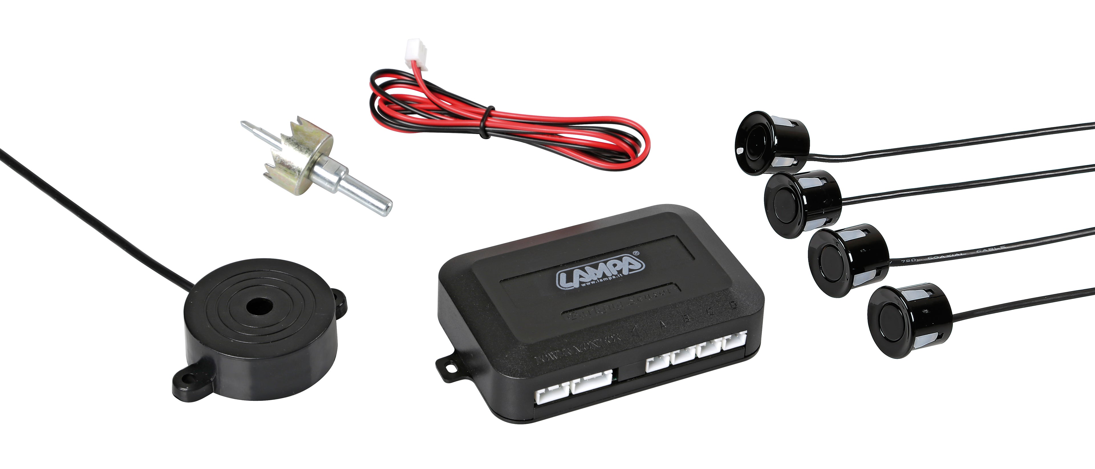 Buzzer R4, kit 4 sensori parcheggio posteriori, 12V