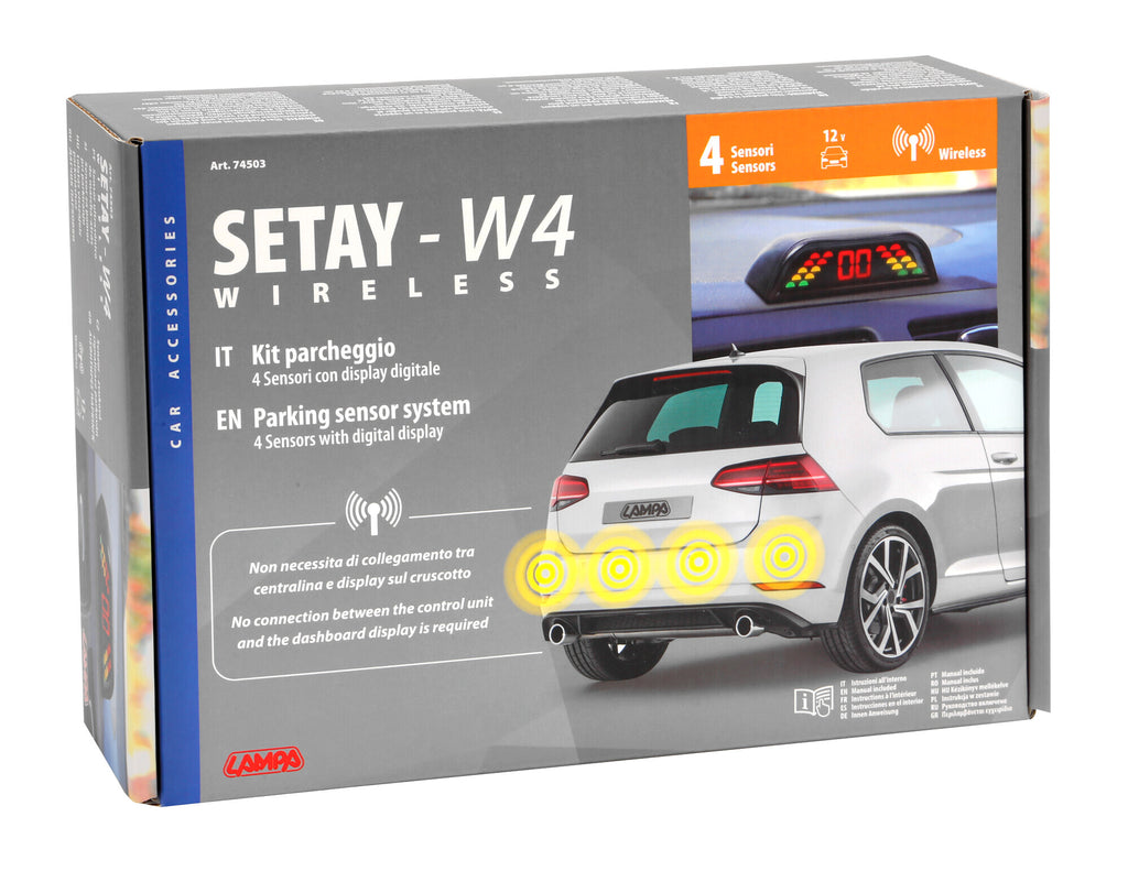 Setay W4, kit 4 sensori parcheggio con display wireless, 12V