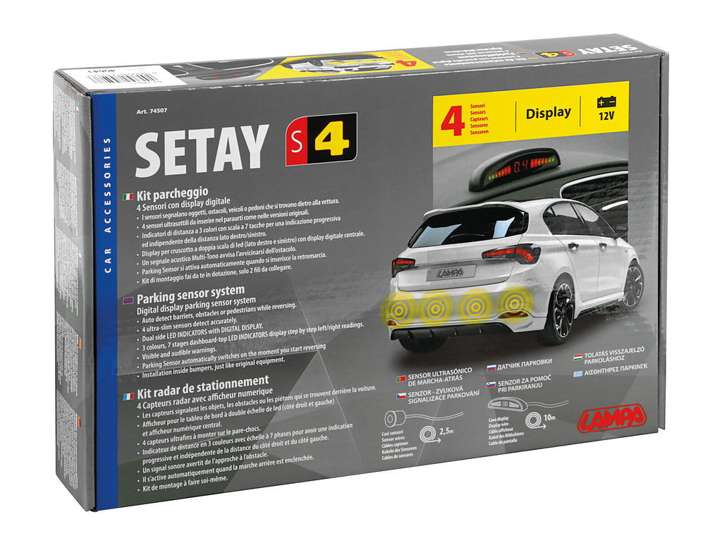 Setay S4, kit 4 sensori parcheggio con display digitale, 12V