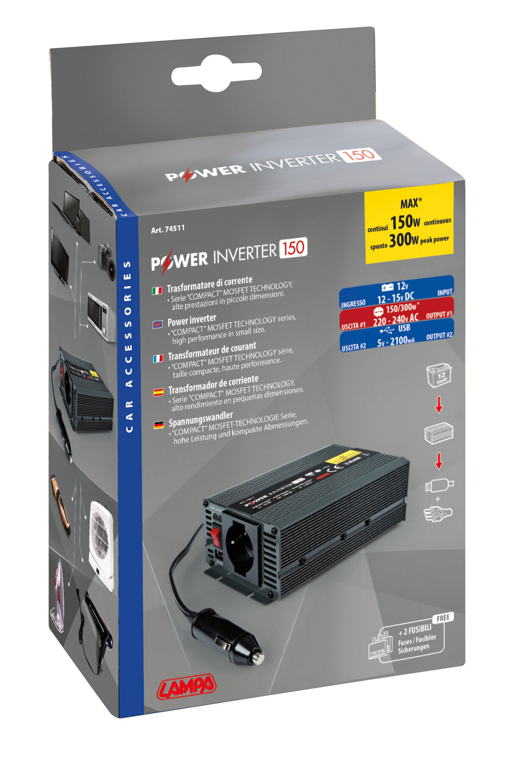 Power Inverter 150, trasformatore 12V > 220V