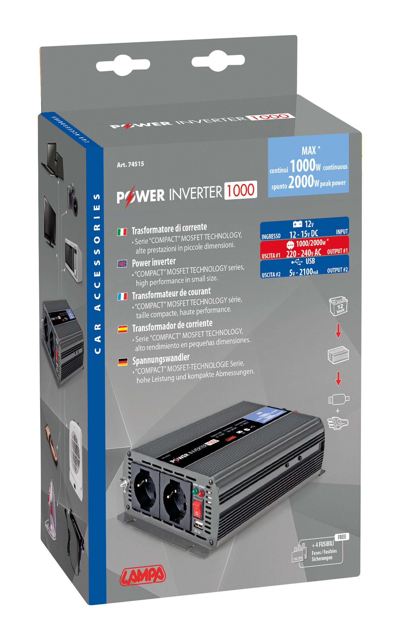 Power Inverter 1000, trasformatore 12V > 220V