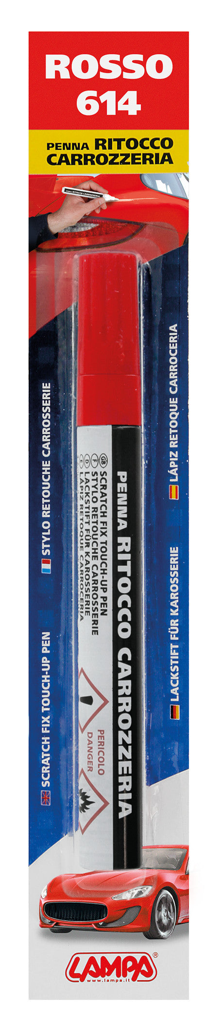 Penna ritocco carrozzeria - Rosso - 614