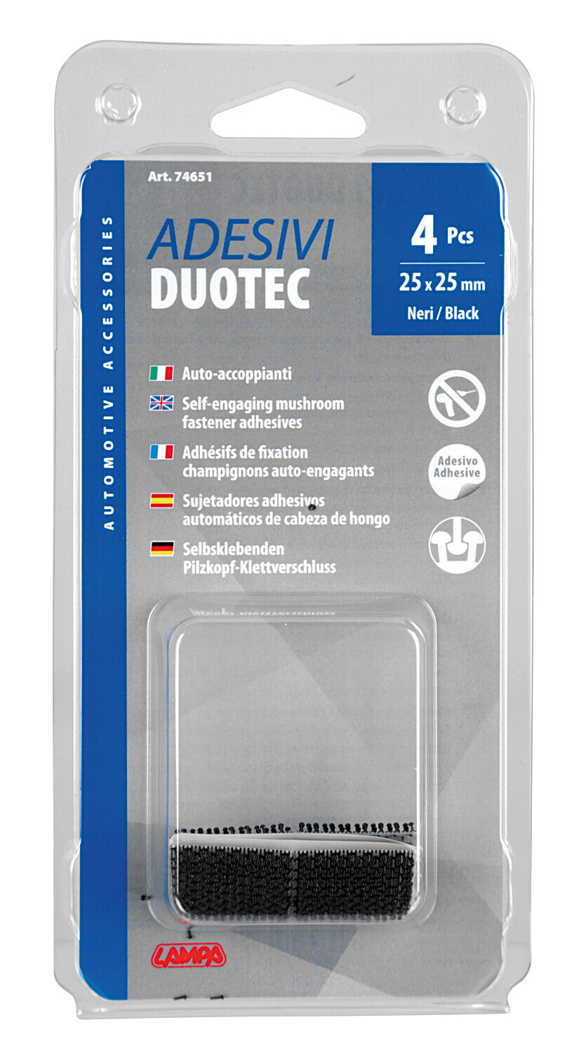 Adesivi Duotec auto-accoppianti, set 4 pz - 25x25 mm