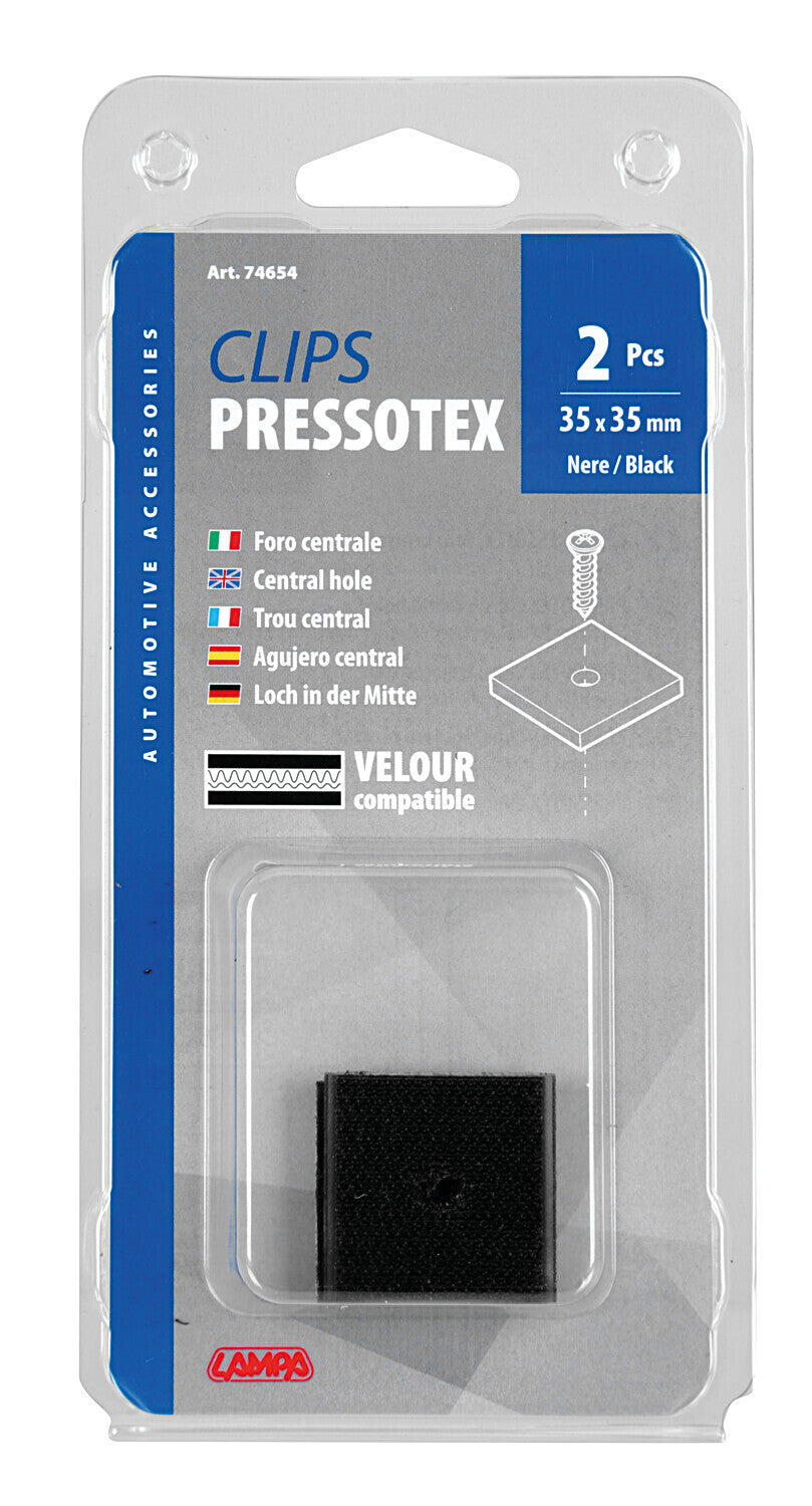 Clips Pressotex, foro centrale, set 2 pz - 35x35 mm