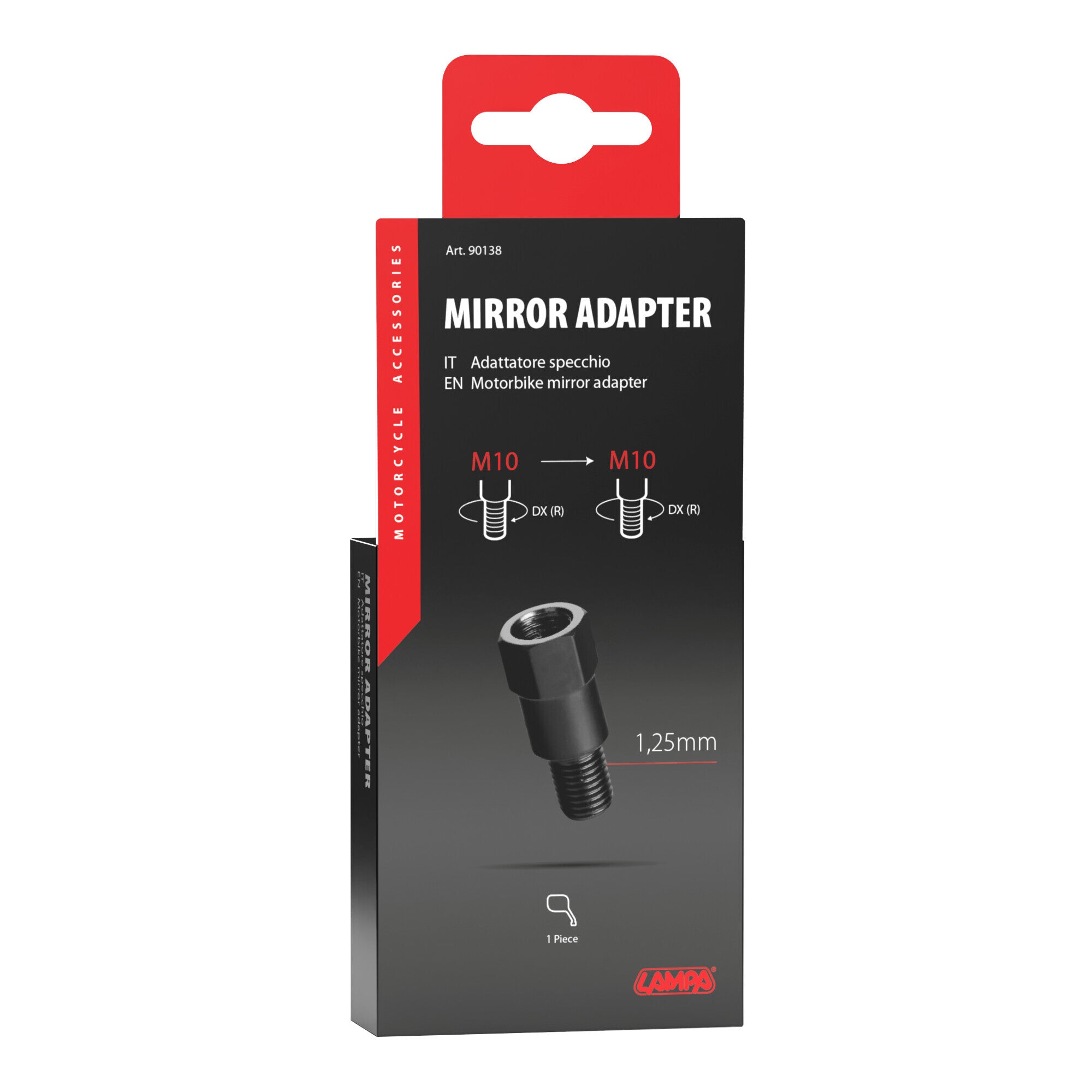 Adattatore per specchi moto - Filetto Ø 10 mm dx > Ø 10 mm dx