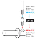 Adattatore per specchi moto - Filetto Ø 10 mm dx > Ø 10 mm dx