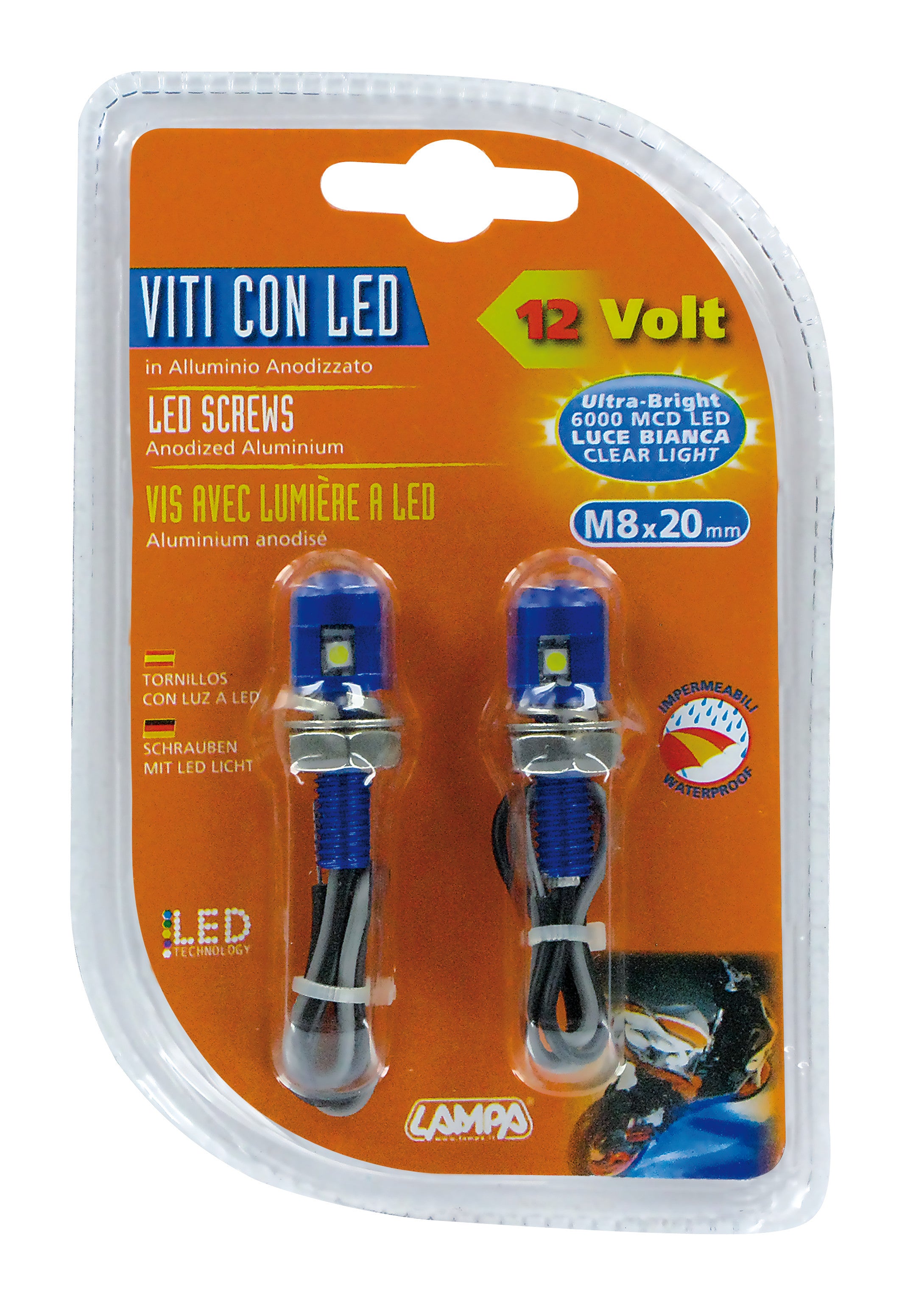 Set 2 viti con Led a luce bianca - Blu
