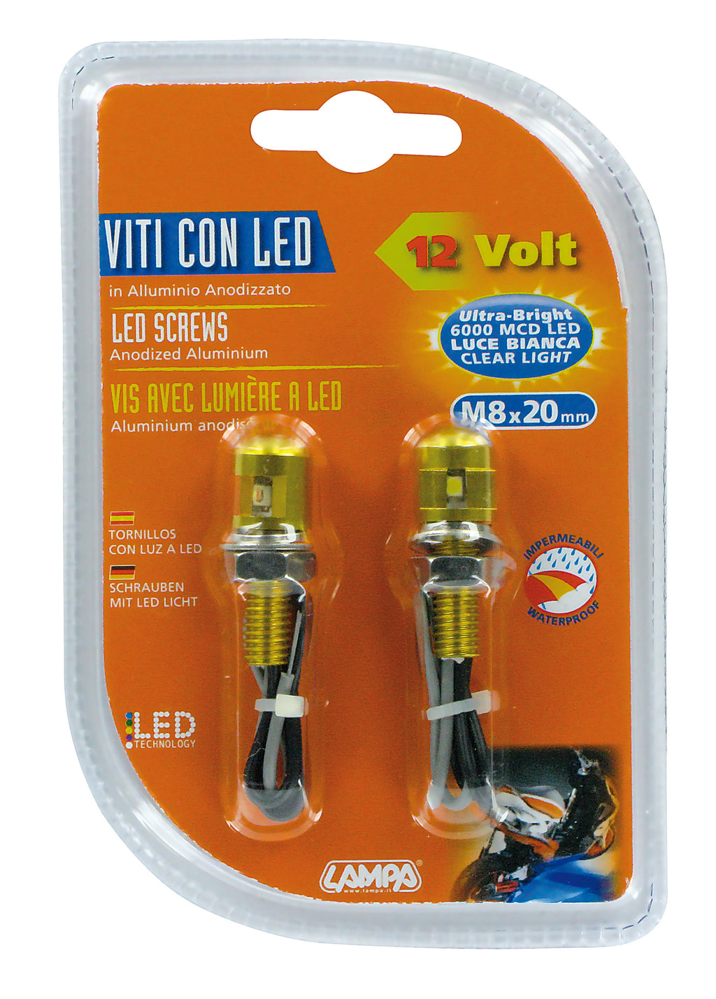 Set 2 viti con Led a luce bianca - Oro
