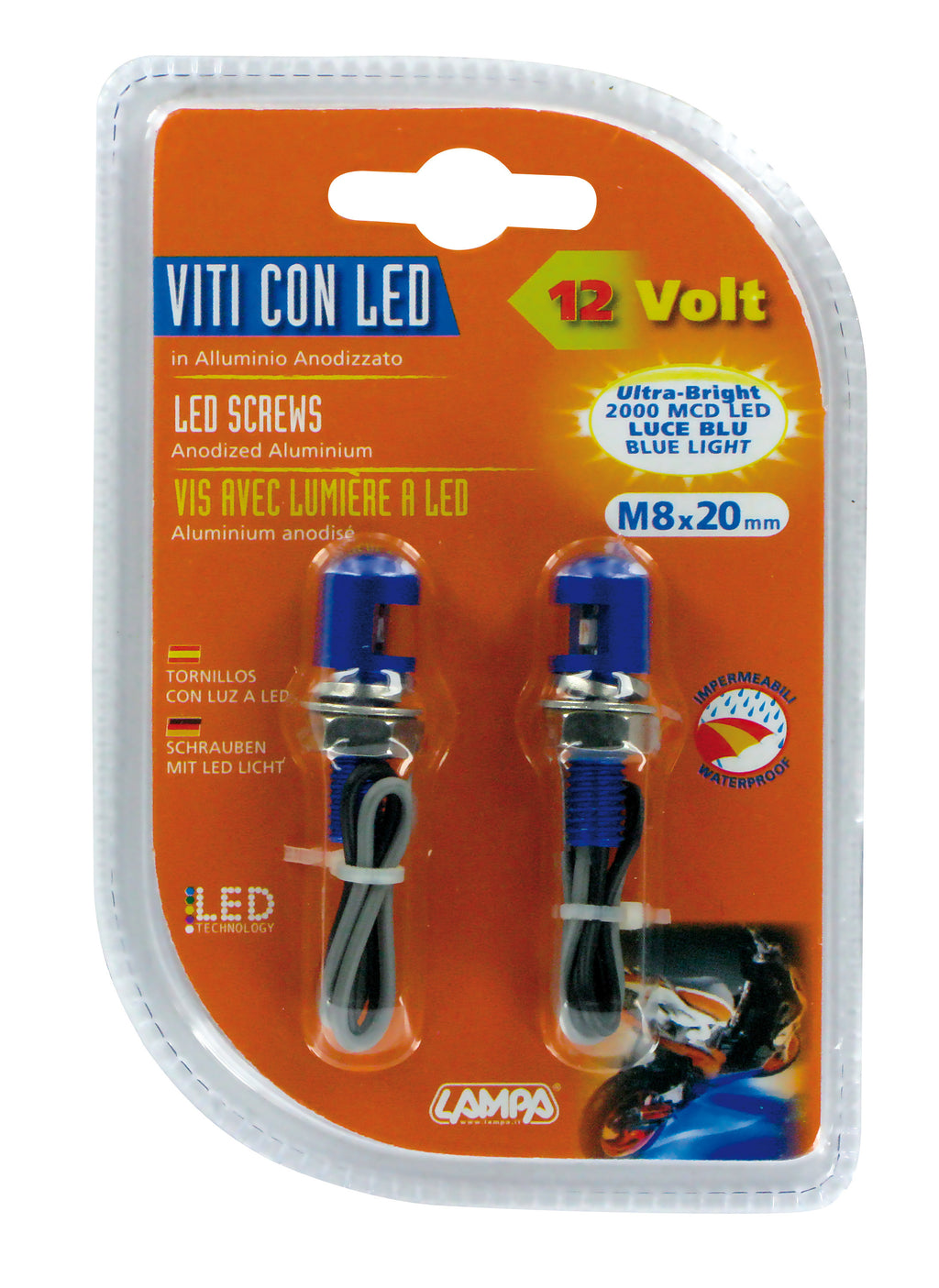 Set 2 viti con Led a luce blu - Blu