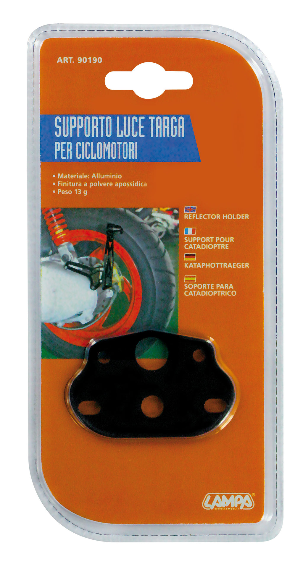 Supporto luce targa per ciclomotori