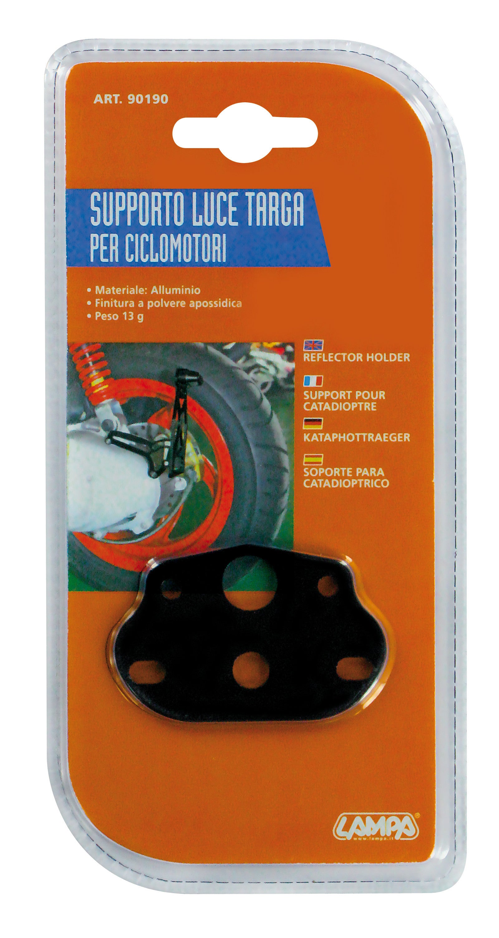 Supporto luce targa per ciclomotori