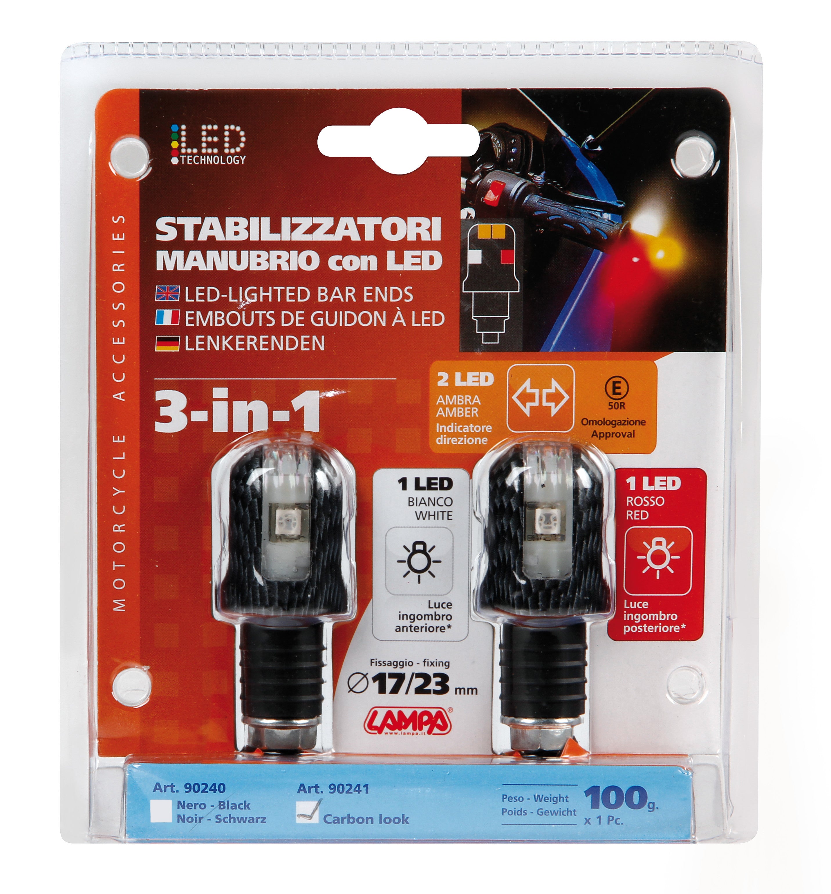 Stabilizzatori manubrio con Led, 12V - Carbon