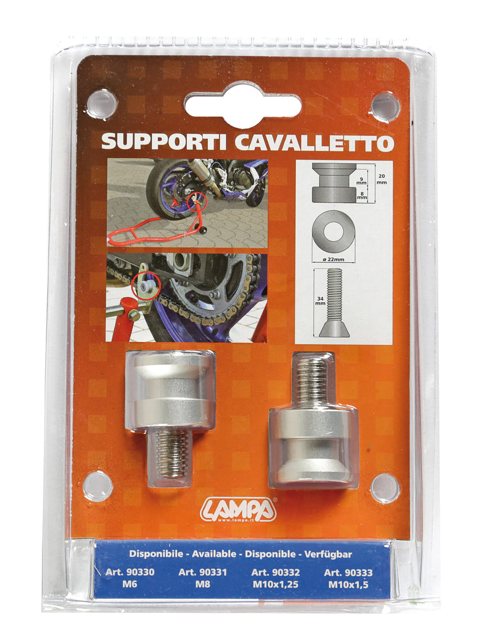 Coppia supporti cavalletto - M10x1,50 mm - Alluminio