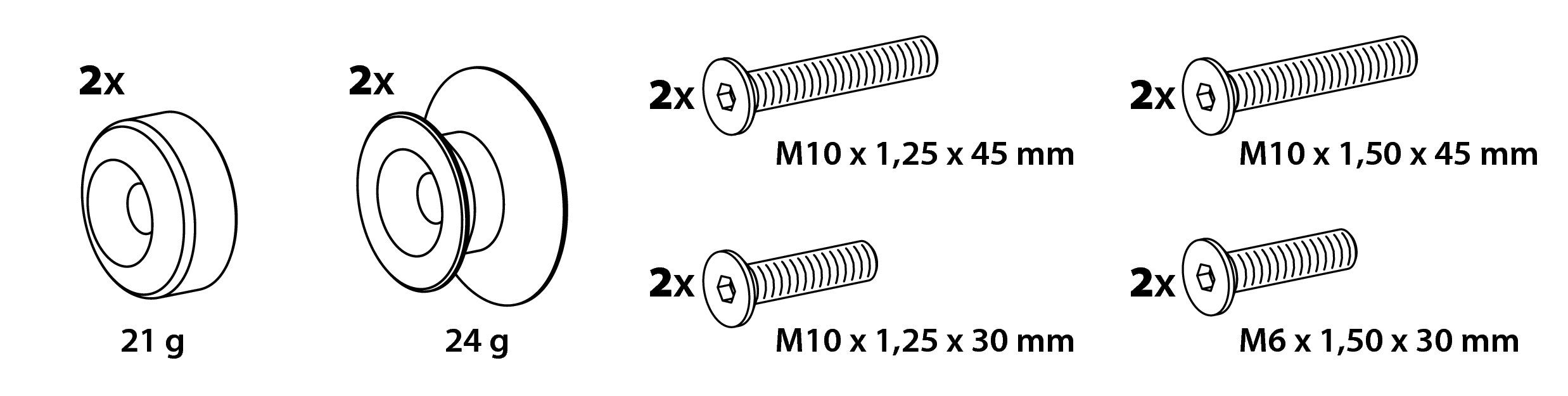 Kit supporti cavalletto - 10 mm - Alluminio