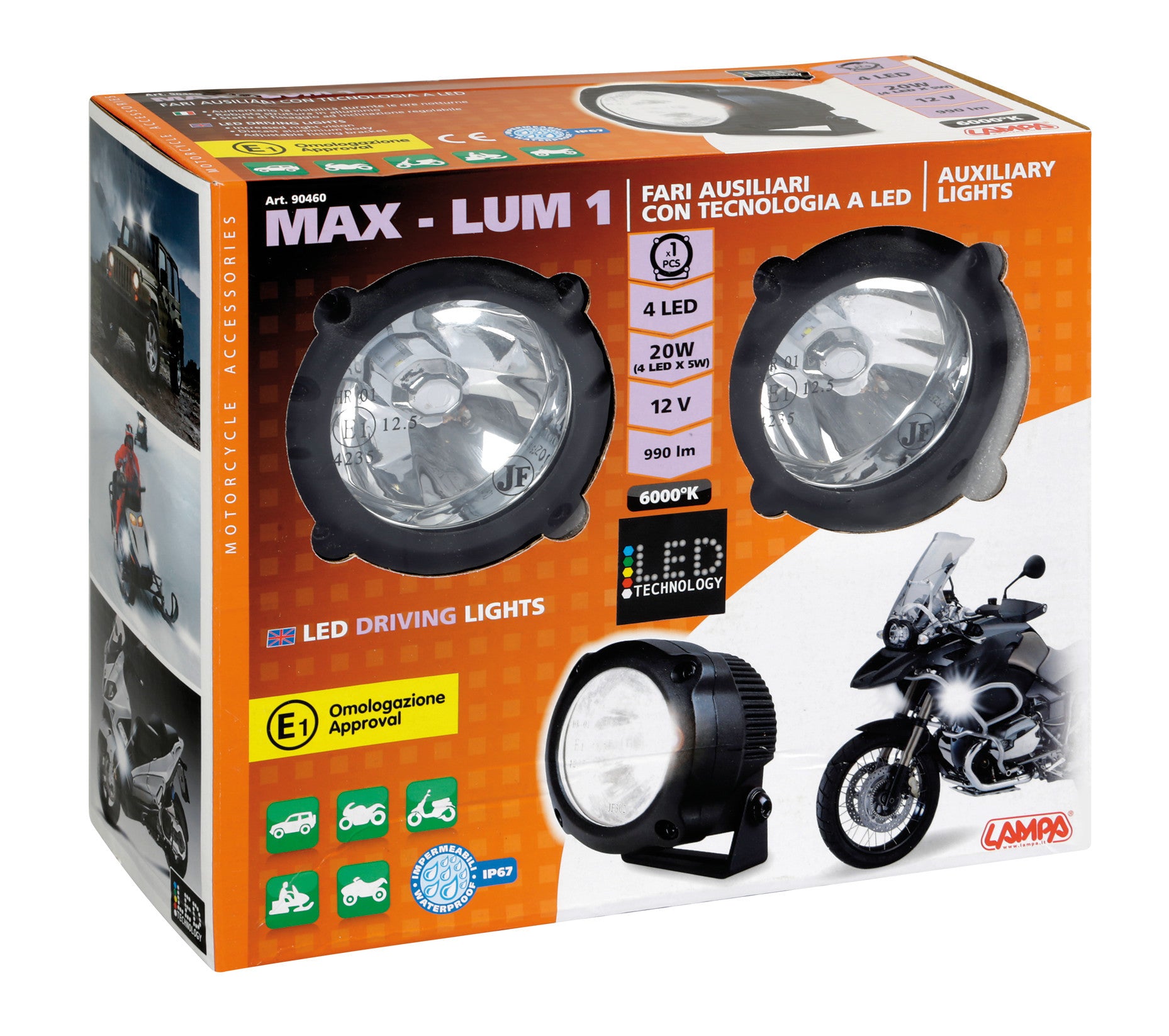 Max-Lum 1, coppia fari ausiliari a led, 12V