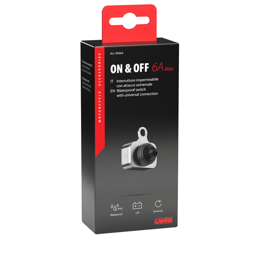 On & Off, interruttore impermeabile, 12V - Alluminio
