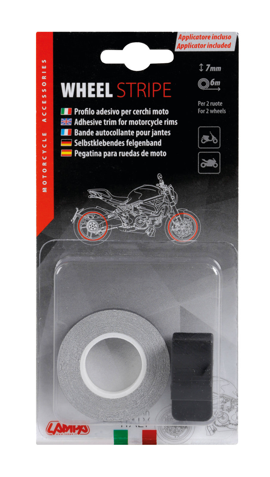 Wheel Stripe Racing, profilo adesivo per cerchi ruota - Nero