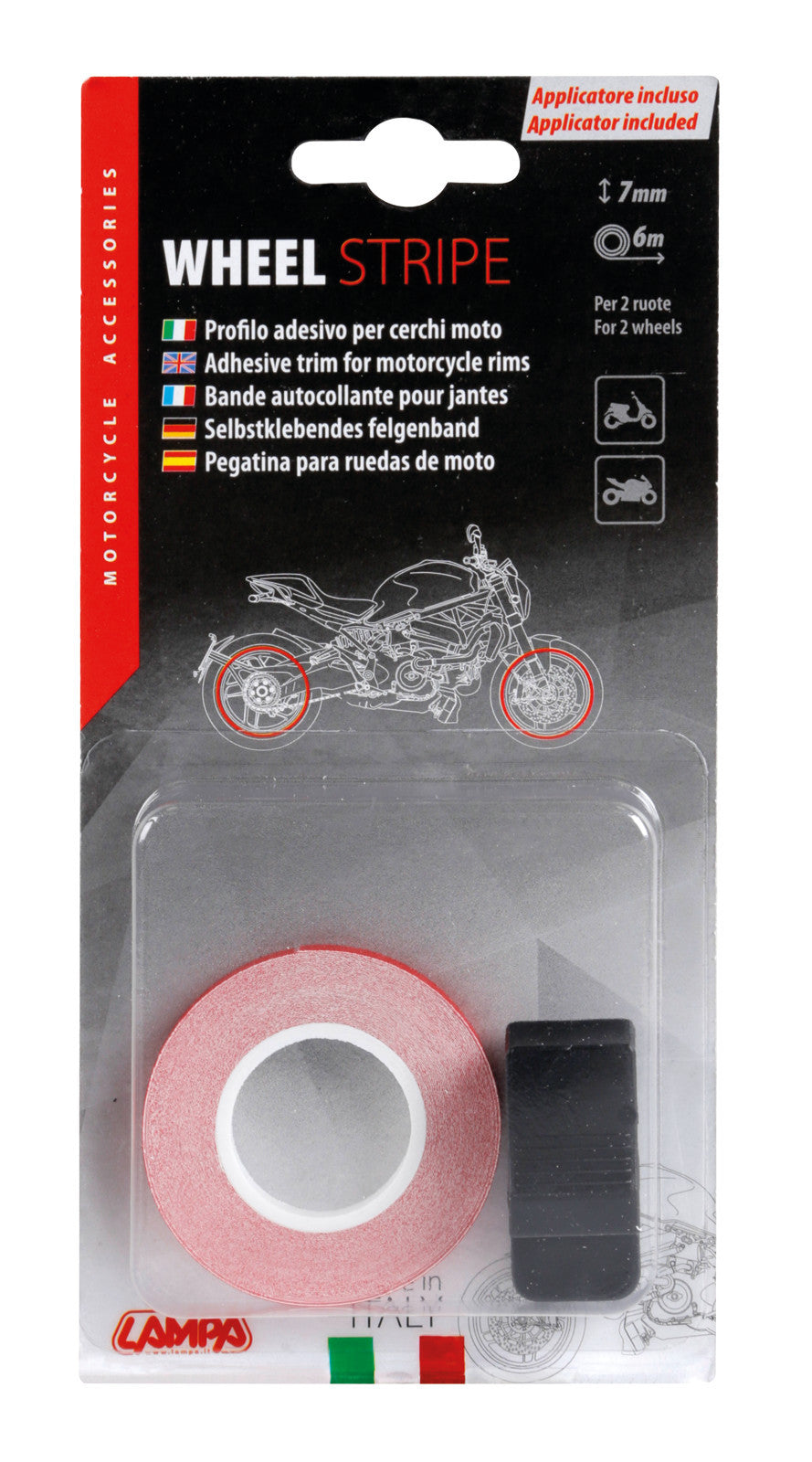 Wheel Stripe Racing, profilo adesivo per cerchi ruota - Rosso
