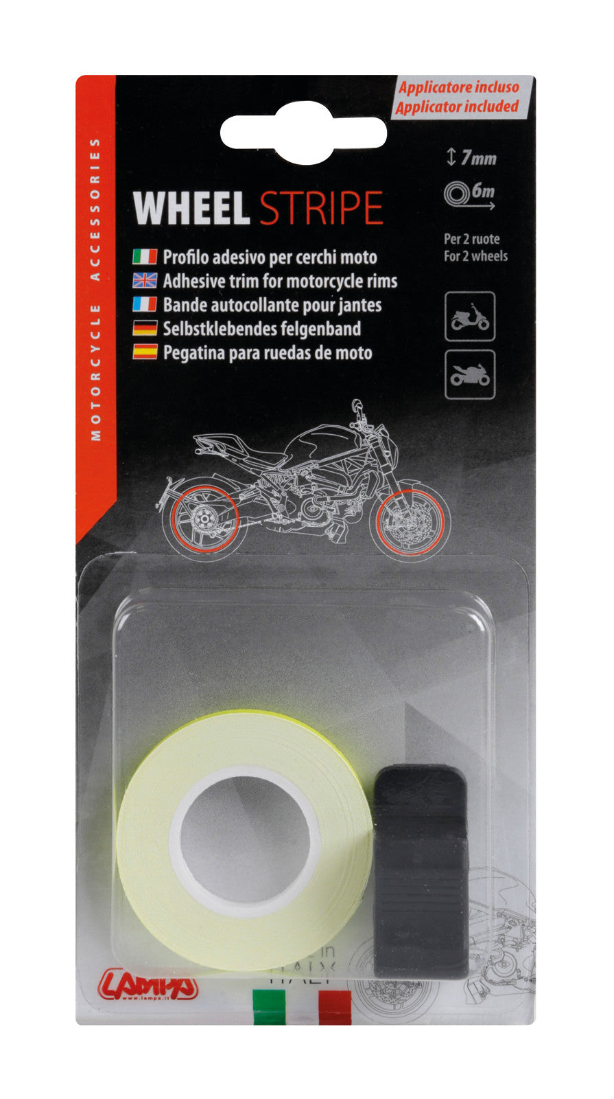 Wheel Stripe Fluo, profilo adesivo per cerchi ruota - Giallo