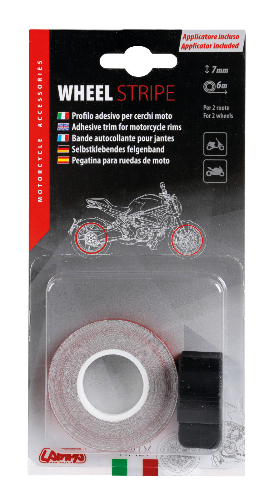 Wheel Stripe Reflective, profilo adesivo per cerchi ruota - Rosso