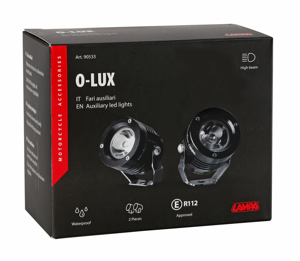 O-Lux, coppia fari ausiliari a led, 12V - Nero