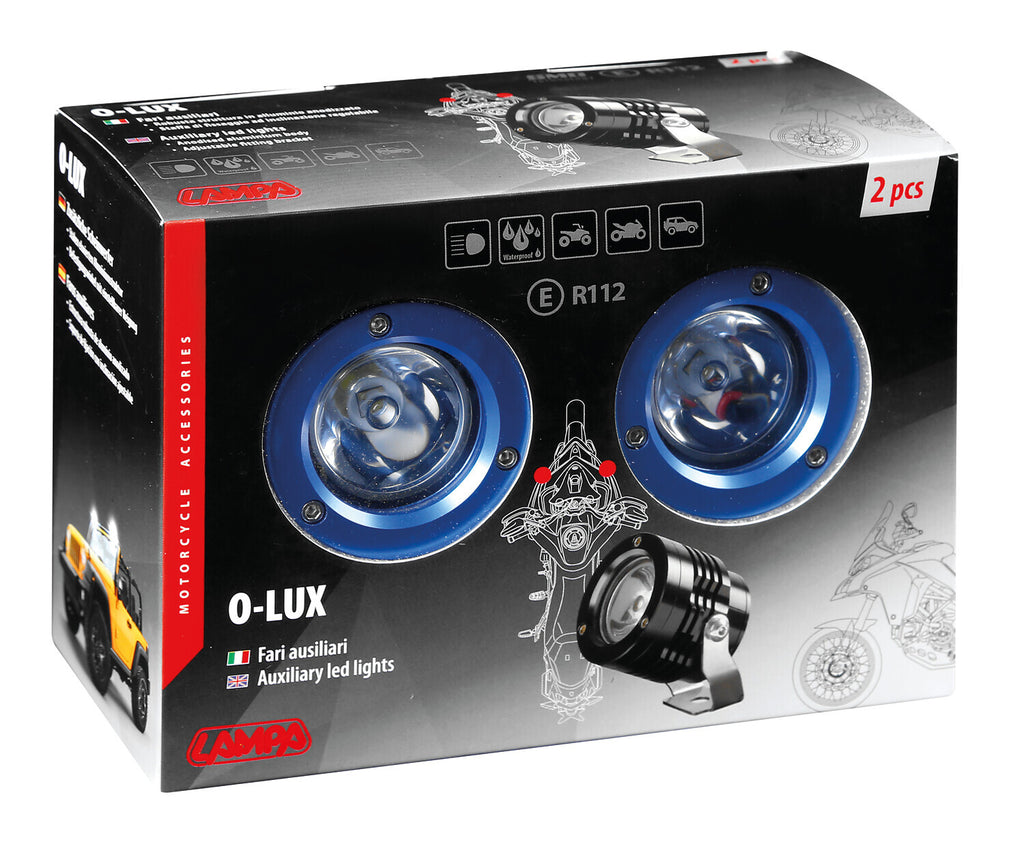 O-Lux, coppia fari ausiliari a led, 12V - Blu