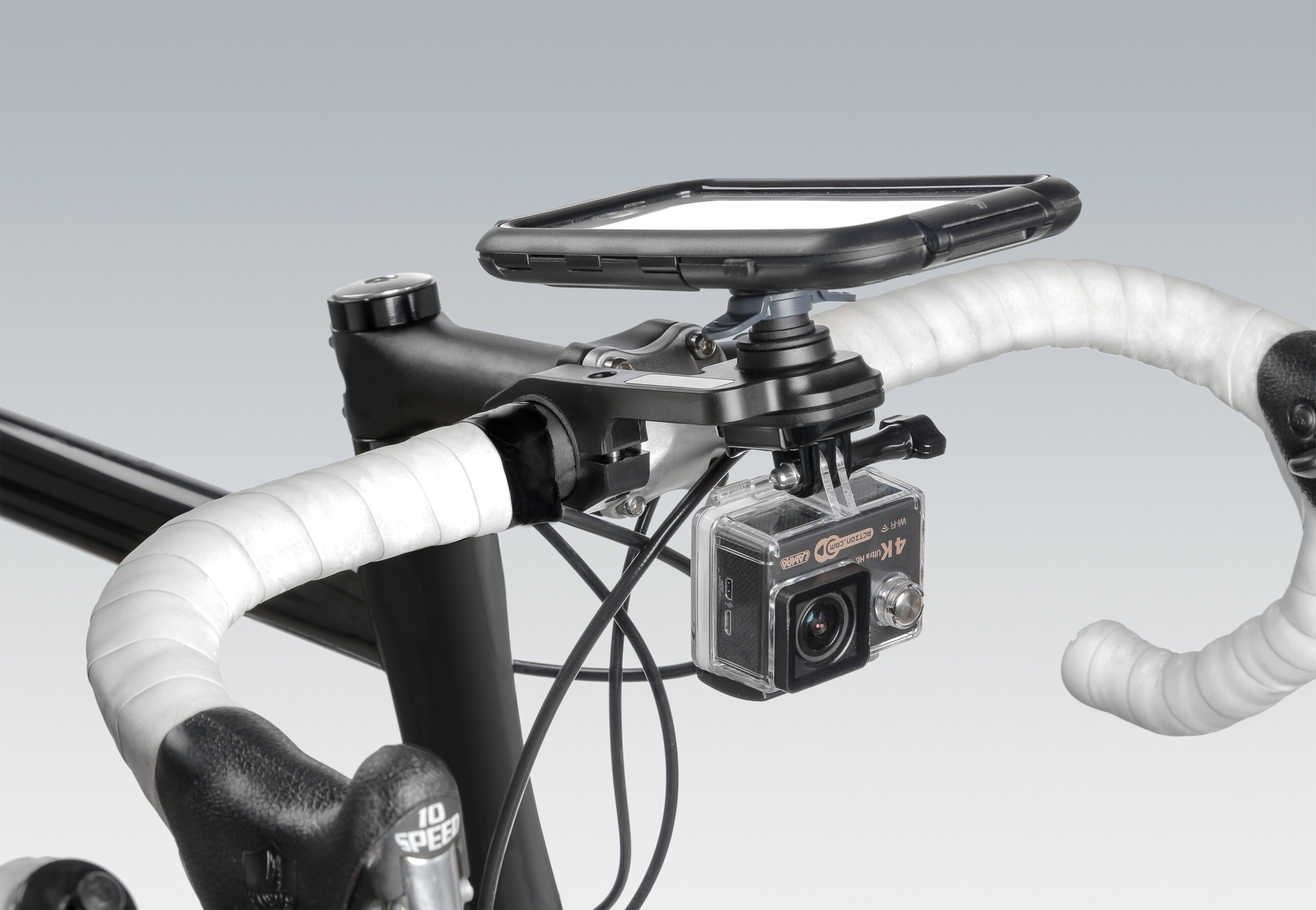 Combo, supporto per action cam con attacco fisso per manubrio