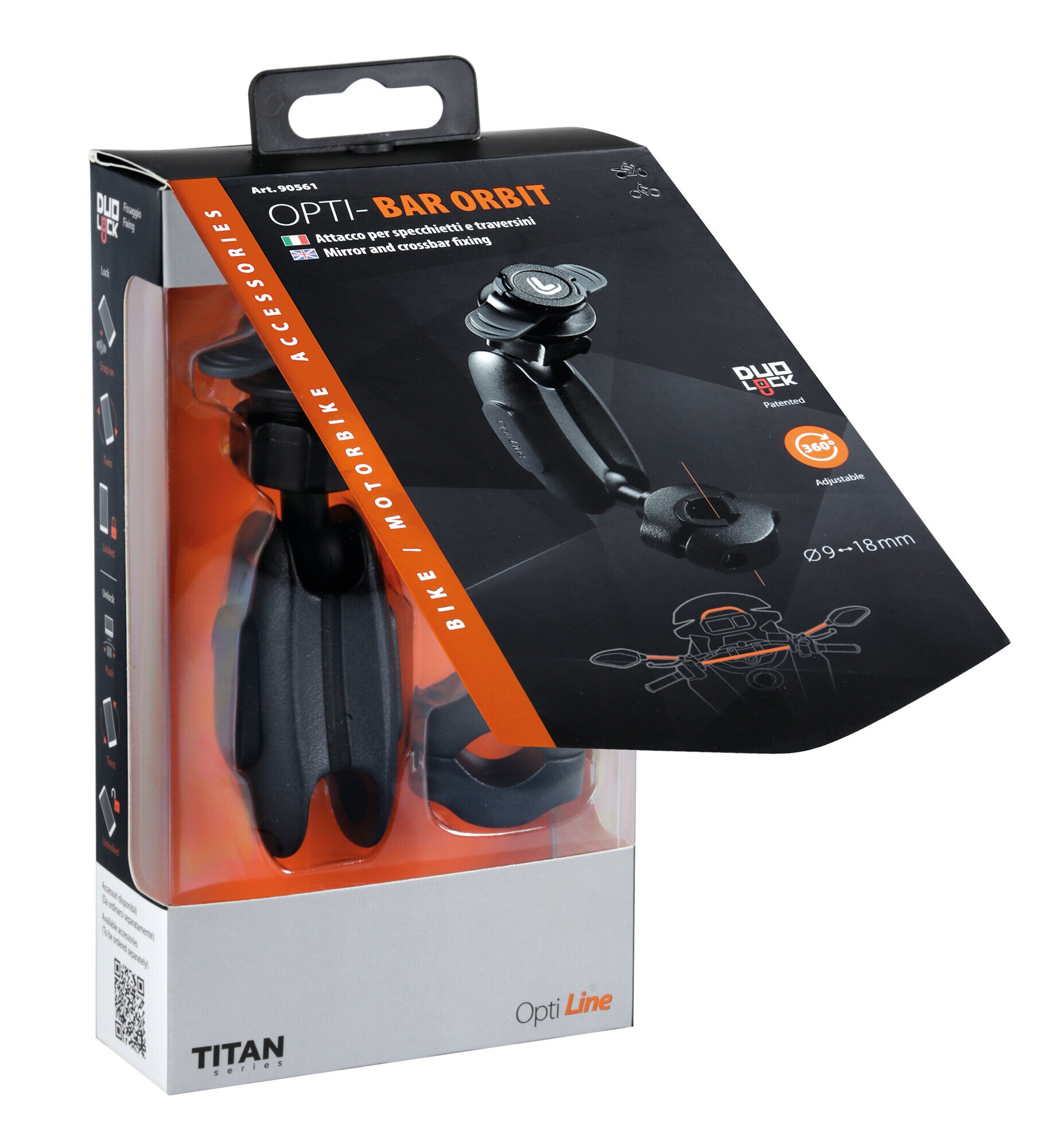 Titan Bar Orbit, supporto a braccio snodato con attacco per specchietti e traversini